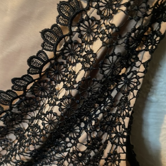 ADRIANNA PAPELL EMBROIDERED BLACK/TAN DRESS - Picture 7 of 8